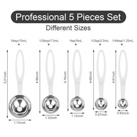 5pcs Measuring Spoon Set, Heavy Duty Stainless Steel Measuring Cups for Cooking Baking, Tablespoon Teaspoon for Dry or Liquid Ingredients, Fits in Spice Jar, 1/4 1/2 1 tsp, 1/2 1 tbsp