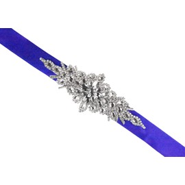 Mandala Crafts - Cinturón de novia para mujer, vestido de novia con diamantes de imitación para vestidos, Azul Real, Tamaño Completo