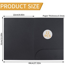 12 Pcs A4 Kraft Paper Document File Folder, Presentation Holder Project Folders Organiser Storage Folder with Cards Slot Paperwork Organizer Set for Office School Business Home Conference