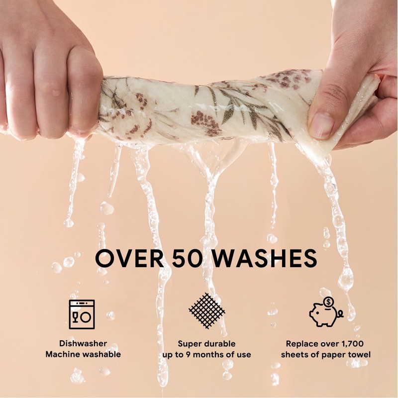 RECYCO Swedish Dishcloths for Kitchen | 4 Pack Oversized Washable