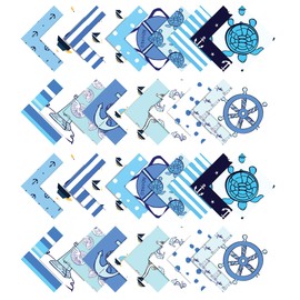 Soimoi 40Pcs Nautical Print Cotton Precut Fabrics for Quilting Craft Strips 2.5 inches Jelly Roll - Medium Blue