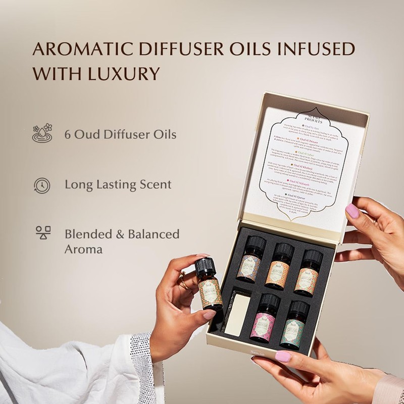 Dukhni Oud Diffuser Oil, Essential Oil Gift Set & Oil