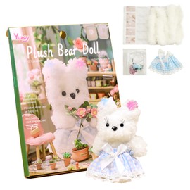 Vacfulliven Pipe Cleaners Craft Kit, Long Chenille Stems Soft Thick Pipe Stems Handmade Bear Keychain, Fluffy White Pipe Cleaners DIY Projects and Craft Supplies Decorations