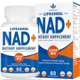 Suplemento liposomal NAD+ de 2200 mg, 60 cápsulas | Suplemento NAD para mujeres y hombres, mejora la energía celular y la defensa del envejecimiento