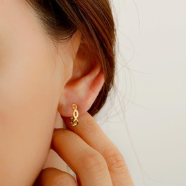 VACRONA Cubic Zirconia Huggie Earrings 14k Gold Plated Tiny Chain Earrings Small Huggie Hoop Earrings Simple Lightweight Hoops Gift for Women