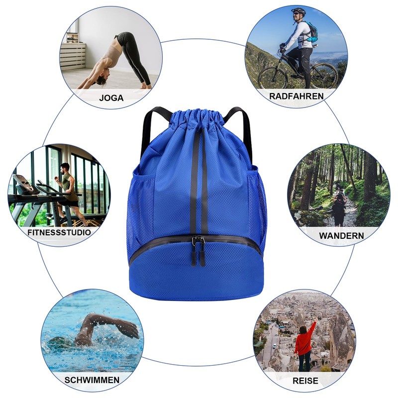 Figarge Gym Bag Black Large Capacity Drawstring Sports Bag Beach