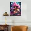 Pink Mushroom House Paint by Number for Adults Glowing Flowers