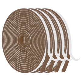 Futuwi Foam Weather Stripping-4 Rolls, 1/2 Inch Wide X 1/8 Inch Thick Total 52 Feet Long, Brown Foam Insulation Soundproofing Sealing Tape for Doors and Windows(13 ft x 4 Rolls)