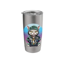 Gangster cat cat with milk cool stylish cats feline charm Stainless Steel Insulated Tumbler