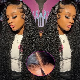 Urgirl Wear and Go Glueless Wig Lace Front Wig Human Hair Pre Plucked 3D Dome Cap Water Wave Glueless Wig Human Hair 200 Density 13x4 HD Pre Cut Lace Glueless Wig 3 Seconds To Wear Curly Wig 24 Inch