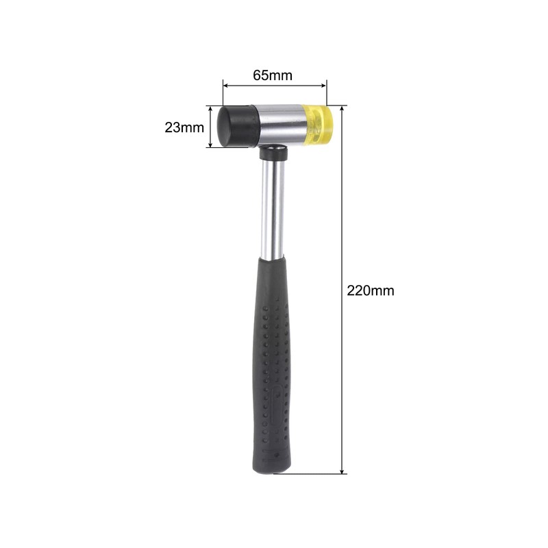 sourcing map Hammer Mallet Double-Faced Metal 23mm Non-Slip Grip Rubber