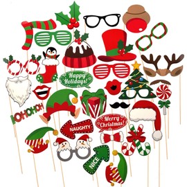 SAVITA 32 Pcs Christmas Photo Booth Props Kit Selfie Props Accessories for Christmas Theme Party Favors for Adults