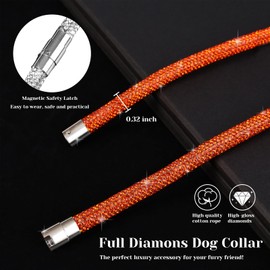 Woofuu Stylish and Luxurious Diamond Dog Collar,Magnetically Absorbent Clasp,Full Diamond Design,Perfect for Wedding and Everyday Walking - Rose Red Diamons Necklace Collar for Medium Dogs,18''