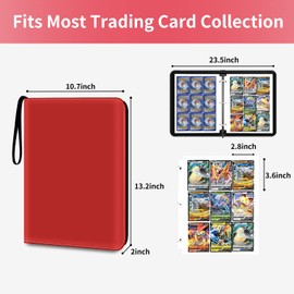 HESPLUS 900 Pockets Trading Card Album Folder, Baseball Card Binder with Sleeves, Collectible Trading Album for Baseball Cards, Trading Cards, Football Cards, MTG, Game Cards, Sports Cards -Red