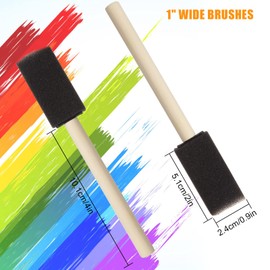 200 Pack 1 inch Foam Brush Bulk Foam Paint Brush Sponge Paint Brush with Wood Handle for Acrylics, Stains, Varnishes, Crafts