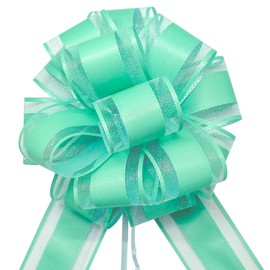 FQTANJU 5 PCS 6 inches Large Pull Bows, Bow for Gift Wrapping, Ribbon Bows for Wedding Christmas Birthday Party Gift Baskets or Valentine's Day Flower Gift Boxes Decoration (Blue-green)