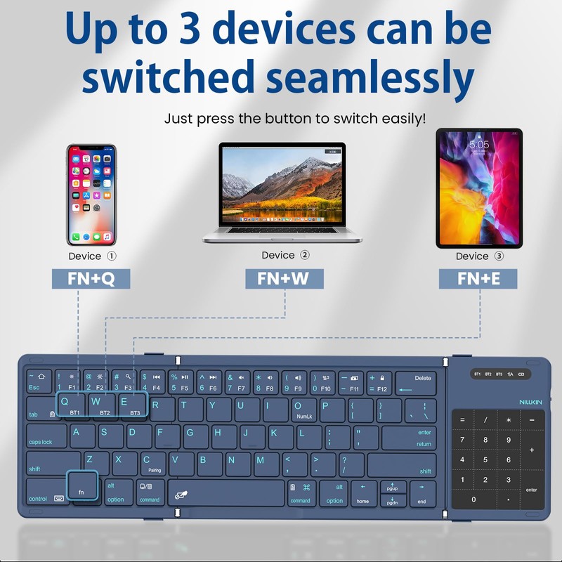 Nillkin Pocket Foldable Wireless Keyboard with Touchpad Number Pad for