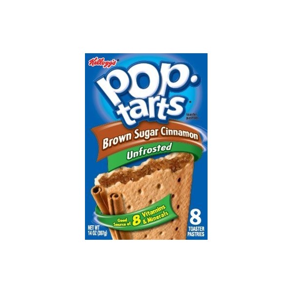 Kellogg's, Pop-Tarts, Unfrosted Brown Sugar Cinnamon, 8 Count, 14oz Box (Pack of 6)