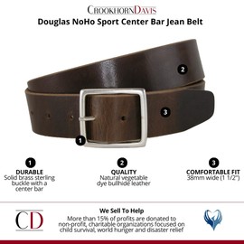 CrookhornDavis Men's Douglas NoHo Center Bar Pull Up Casual Leather Jean Belt, 42, Dark Brown