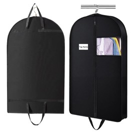 TYXHXTF 110 * 60CM Garment Bag, Travel Suit Bag with Zipper and Transparent Window, Foldable Lightweight Garment Bags for Costumes Suits Coats(Black)