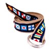 Skippers D-Ring Nautical Code Flags Belt, Khaki Webbing, Silver D-Ring
