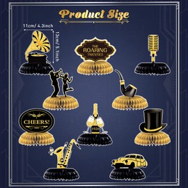 10 Pieces Roaring 1920's Party Centerpiece Decorations Black and Gold Birthday Party Decorations Jazz Party Table Decoration for Anniversary Birthday 1920s Vintage Jazz Flapper Wedding Party Supplies