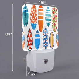Chrobak LED Night Light,Wave Watercolor Surfboard Summer Beach LED Night Light Plug into Wall with Dusk to Dawn Light Sensor White Energy Efficient Nightlight for Bedroom Hallway Living Room Kitchen