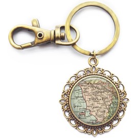 Llavero con mapa de Toscana y llavero en Toscana Florencia, Italia mapa llavero, joyería de mapa de recuerdo de viaje, A0085