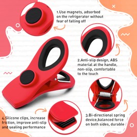 12 Pack Magnetic Chip Clips, Bag Clips Food Bag Clips for Food Packages, Kitchen Clips with Magnet for Fridge, Plastic Assorted Colors Bag Clips for Food Storage, Snack Bag and Chips Bag