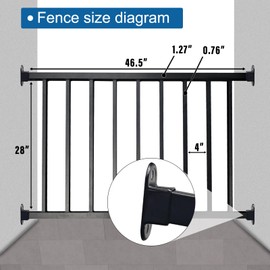Metal Guard Railing Kit with Balusters 9 Railings，Black Decking Railings Porch Indoor Outdoor Hand Railing，3-7/8 Feet Wide