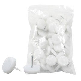 Jiozermi 60Pcs 24mm Nail on Furniture Glides, Nylon Chair Glides, Nail Chair Leg Floor Protectors, Nail Chair Floor Protectors, Furniture Sliders, Chair Feet Pads, Furniture Pads(White)