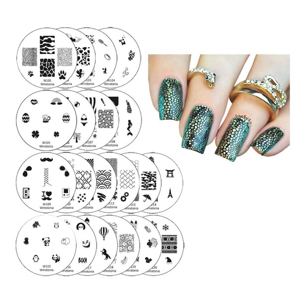 Winstonia 20 pc Nail Art Stamp Stamping Image Plate Set,