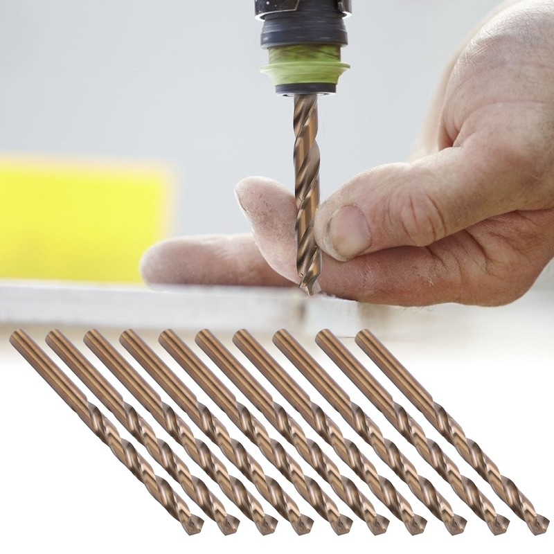 10Pcs Twist Drill Bit High Speed Steel Straight Shank Hole
