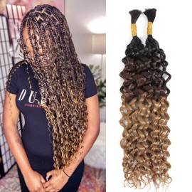 DSEKCAIN Ombre Bulk Human Hair for Braiding Water Wave T1B/4/27 No Weft Wet And Wavy Braiding Human Hair for Crochet Micro Braids Hair Bohemian Box Braids Double Drawn 100 Grams (2 of 50 g) 18 inch