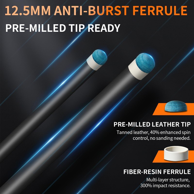 Kmise Carbon Fiber Pool Cue Stick 58", Billiard Cue Sticks