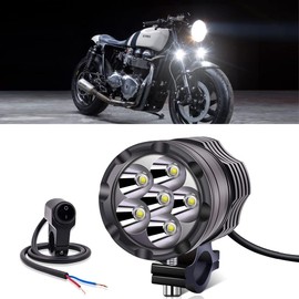 Aoling Motorcycle Fog Lamp LED, 12 V, 24 V, 6 LED Headlight, Auxiliary Light, Auxiliary Light, Spotlight, Collecting Light, Motorcycle Auxiliary Lamp, Sub Light, Scooter Fog Light, Aluminum Waterproof