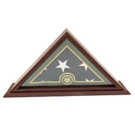 5x9 Veteran Flag Display Case | Burial Flag Display Stand , Solid Wood, Cherry Finish (Army)