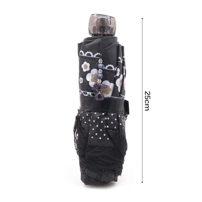 Heart Princess Lace Windproof Folding Sunny and Rainy Umbrella Ultraviolet-Proof