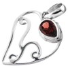 Pear Red Garnet Wire Frame Heart Design 925 Sterling Silver