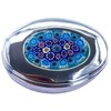 Dekorative Pillendose aus Metall mit Blumenmosaik, Murano-Design, Blau und Rosa,