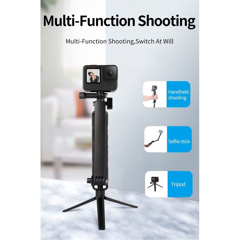 Waterproof Selfie Stick Floating Hand Grip + 3-Way Grip Arm