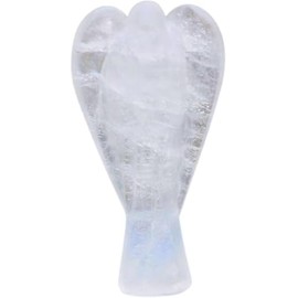 Crystal Angel Figurine - Gemstone Guardian Ornament for Spiritual & Positive Energy - Reiki Stone for Men & Women – Natural Healing Power Pocket Guardian Angels - 3 inch (Crystal clear)