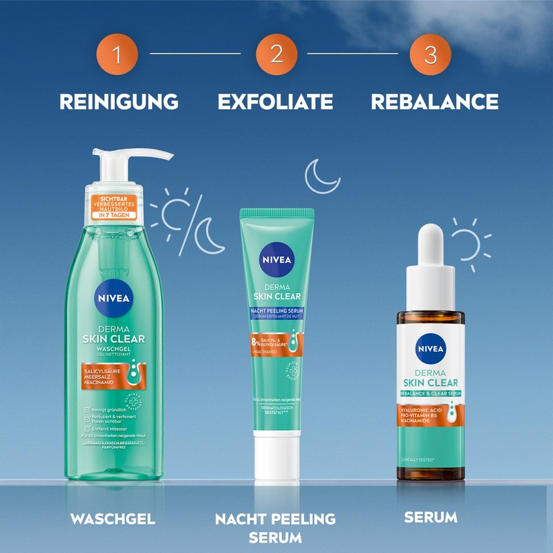 NIVEA Derma Skin Clear Night Exfoliating Serum, Face Care for