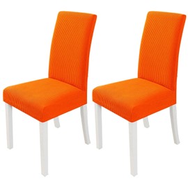 PETCUTE Chair covers stretch dining chair covers spandex chair slipcovers Orange Set of 2