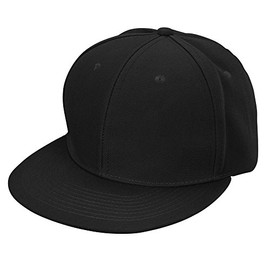 DALIX Flat Billed Baseball Cap Adjustable Hat Size M L XL in Black