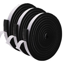 Jucoan 49 Feet Weather Stripping Foam Insulation Tape, 1 Inch Wide x 1/2 Inch Thick Self Adhesive Foam Seal Tape, High Density Door Seal Strip Window