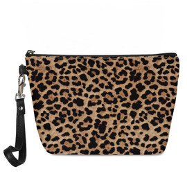 Jeiento Leopard Pattern Cosmetic Bag Waterpoof Travel Toiletry Small Makeup Pouch Portable Wash Kit Bag Purse Fashion Cheetah Make Bags Organizer