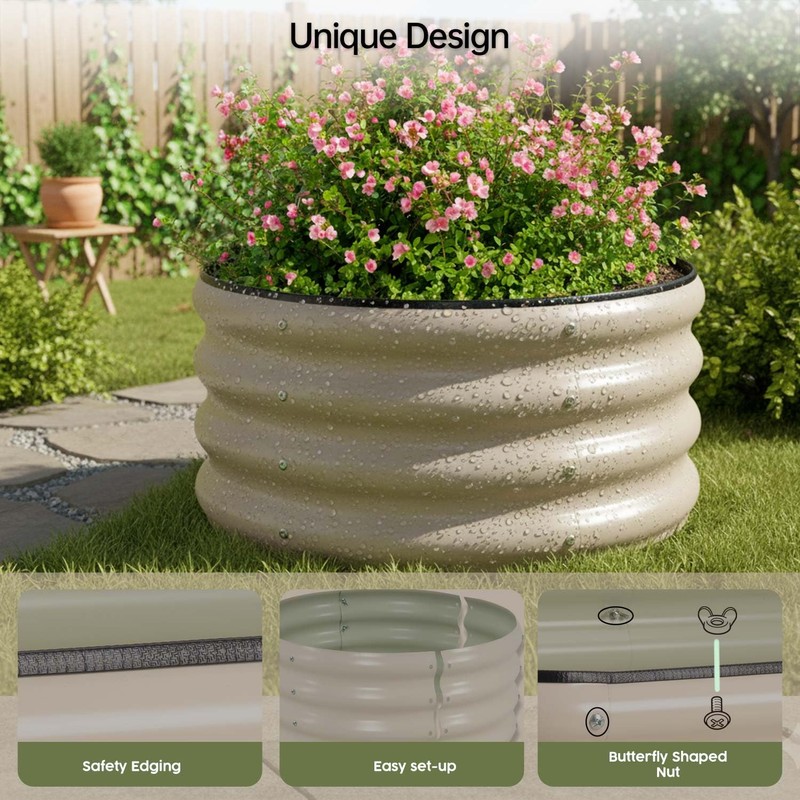 Riased Garden Bed with Greenhouse Cover, Raised Planter Box (2pcs