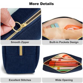 FINPAC Pencil Case - Large Capacity Pencil Case Corduroy Fabric Pencil Case Pencil Case Pencil Case Pencil Case Pencil Bag School Pencil Case for School Office, navy, pencil case