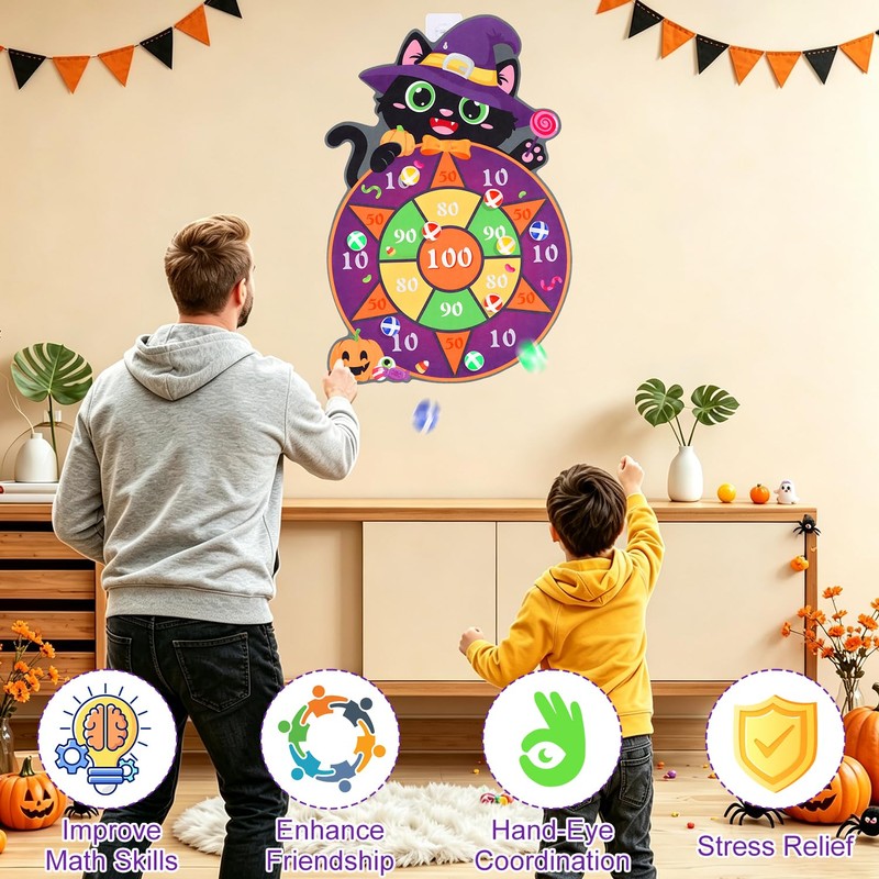 VEYLIN Kids Dart Board Set with 12 Sticky Balls